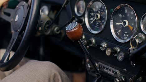 vintage car interior with driver