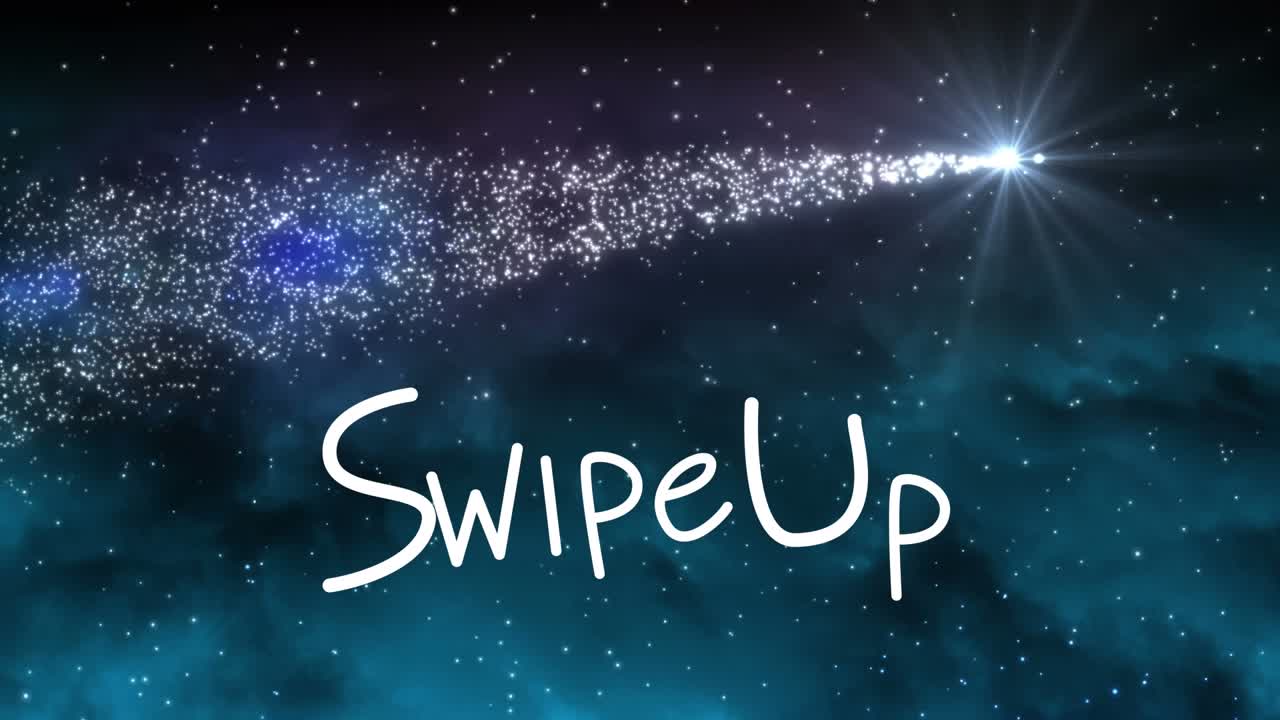 Animación de texto de deslizamiento hacia arriba sobre estrellas en fondo negro