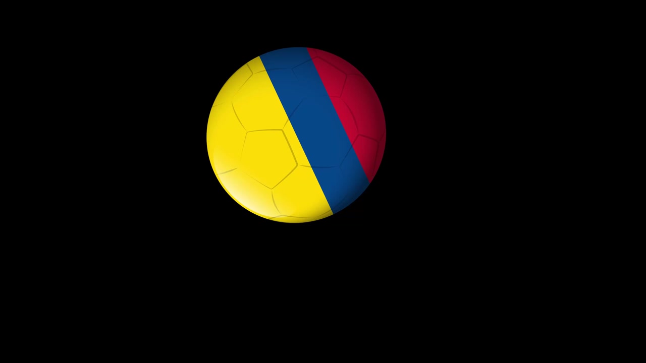 Animated soccer balls with national flag colors bounce across a dark screen with dynamic movement.