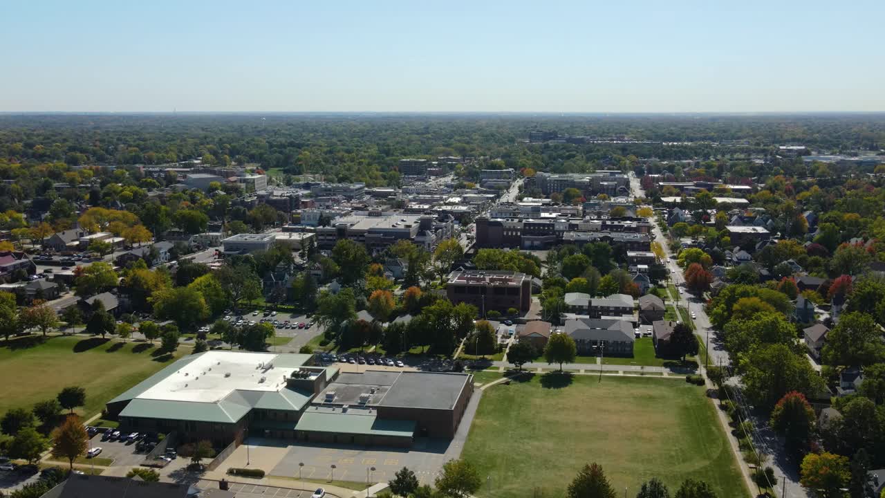 Aerial View of a Suburb in Autumn
