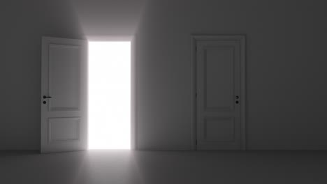 open door shine in dark room