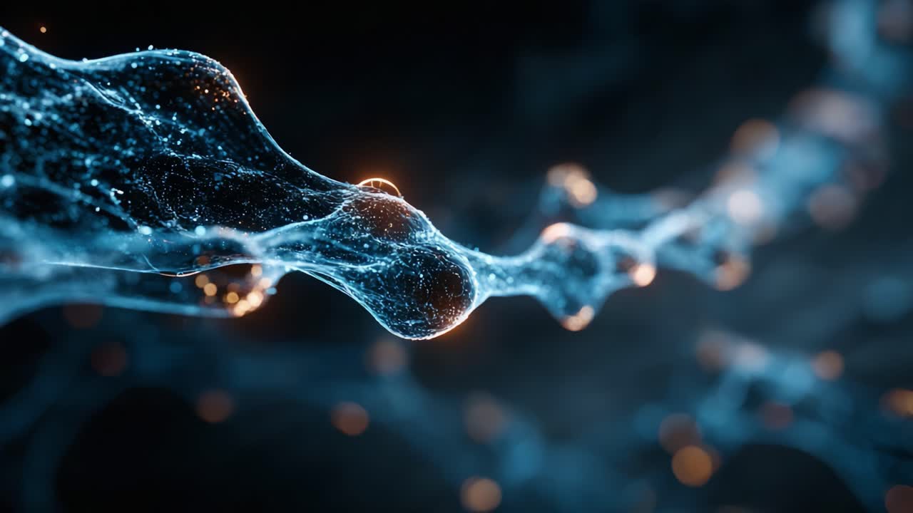 A Captivating Glimpse into the Mystical World of Glowing Particles and Fluid Motion, Showcasing the Beauty of Abstract Science and Technology in Motion