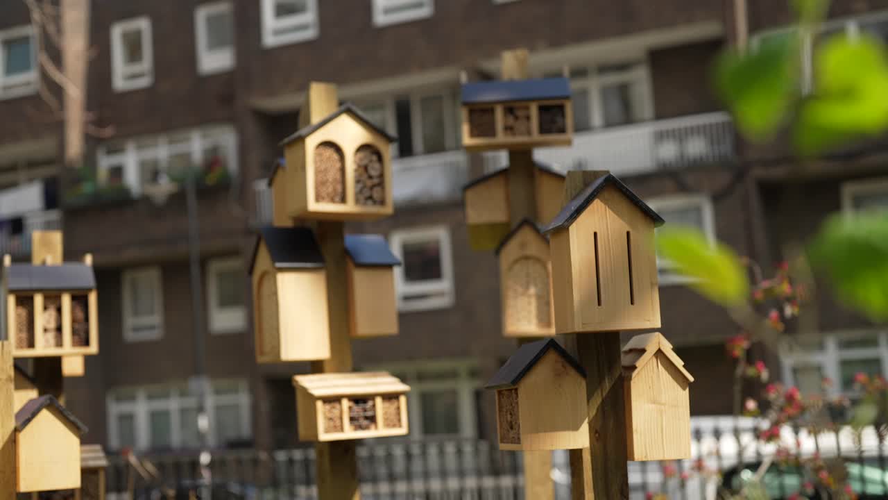 Slow motion shot of bees hives