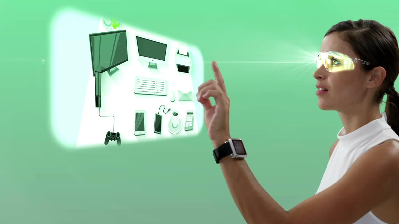 미래 지향적 인 안경을 입은 사업가