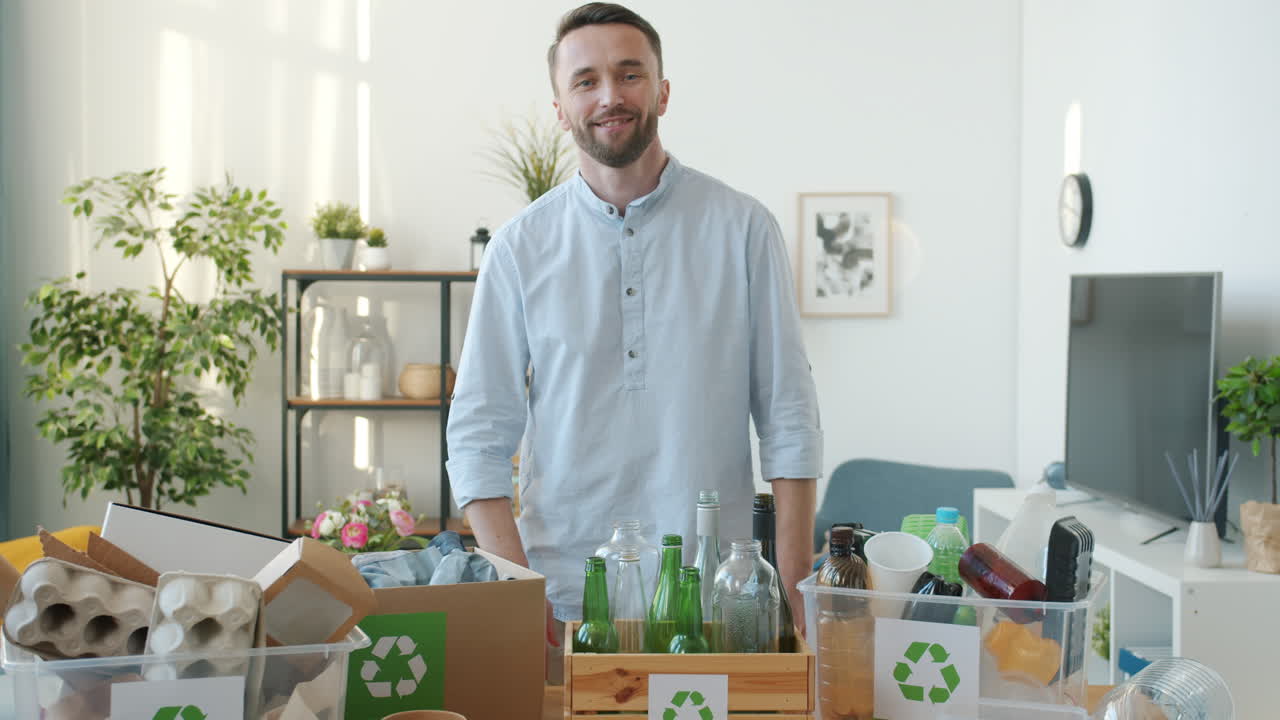 Man Recycling at Home