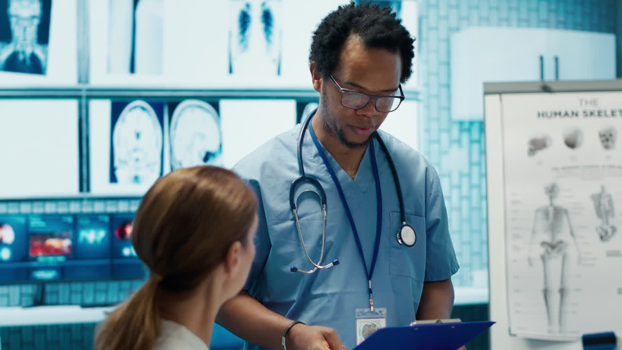 Doctor consulting with patient in medical office
