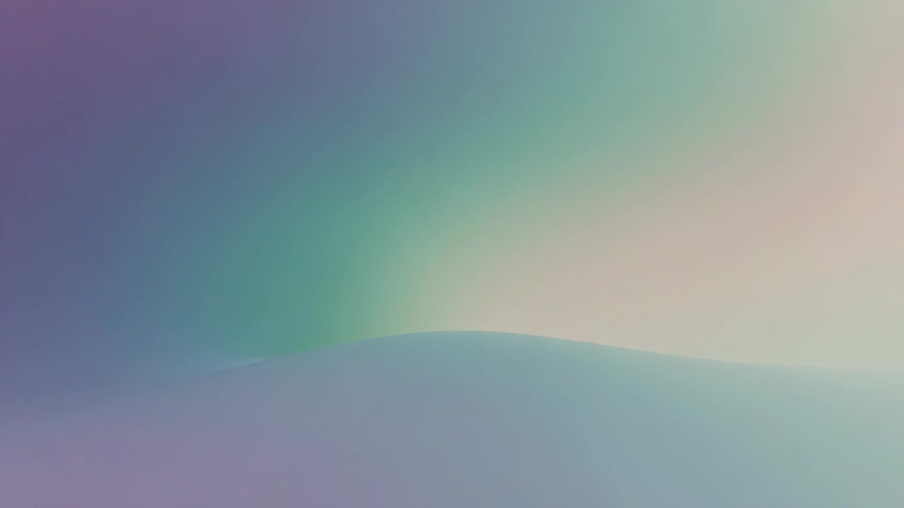 Shifting curved teal-peach gradient band expanding right as frames progress, creating calm backdrop