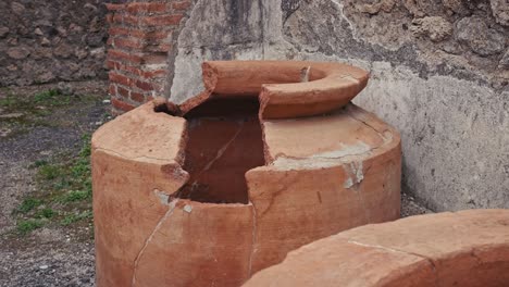 ancient roman vases in pompeii, italy