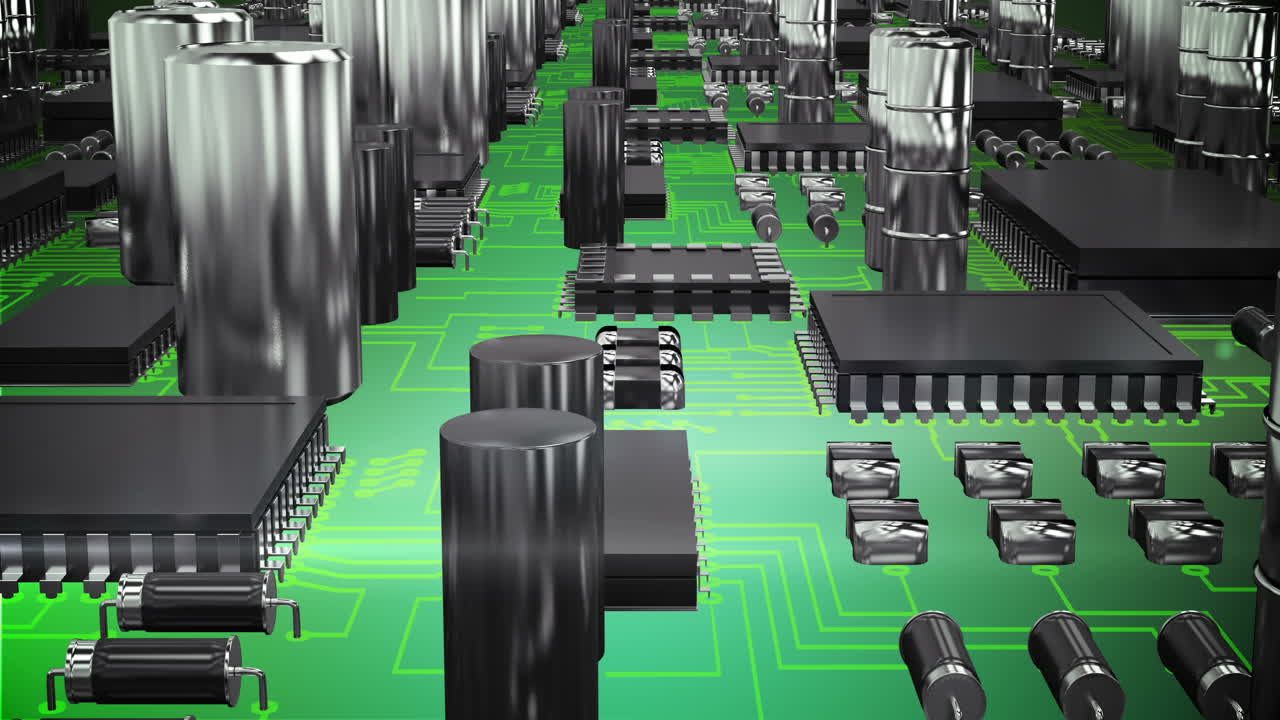 전자 회로판의 클로즈업