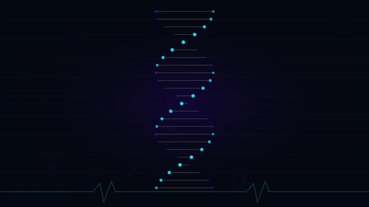 Rotating DNA Helix Animation with EKG Heartbeat Line
