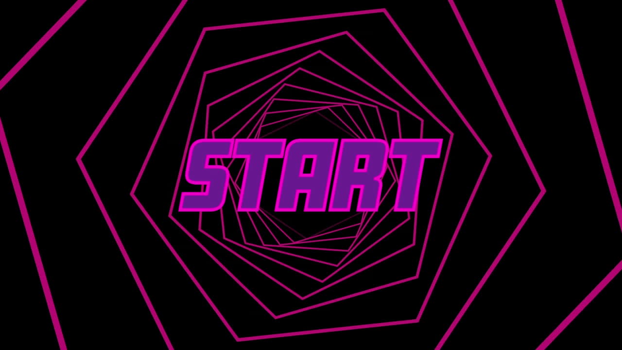 Animation of start over tunnel made of hexagons and black background
