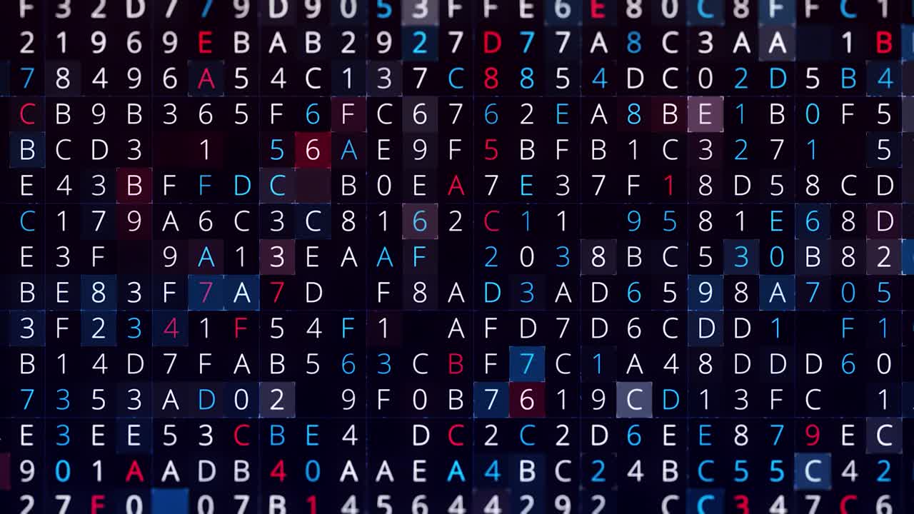 Abstract Digital Grid with Letters and Numbers