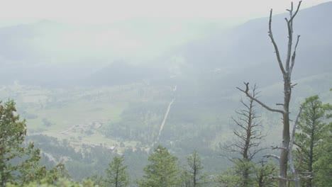 Lilly Mountain in Colorado overlook with mist rolling over the valley below
