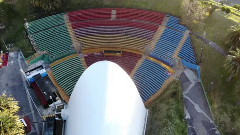 aerial view of the summer theater with colored stands located in montevideo uruguay park