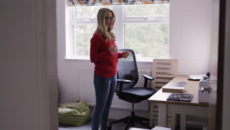 woman in home office