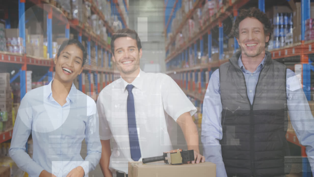 animación del procesamiento de datos sobre las personas que trabajan en el almacén