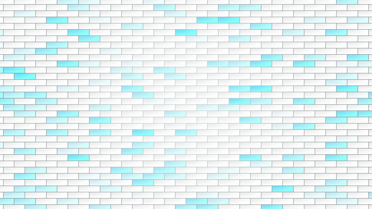 artístico pared de ladrillo blanco y azul apilados rectángulos forman un patrón llamativo