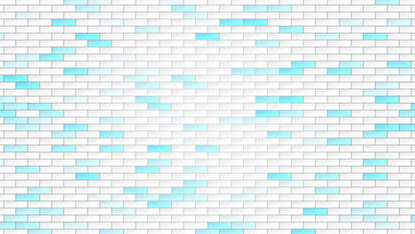 artístico pared de ladrillo blanco y azul apilados rectángulos forman un patrón llamativo