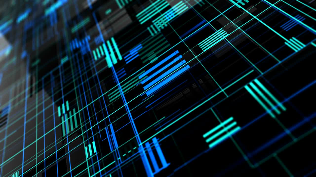 Abstract high tech digital technology background. 3D animation of seamless loop.