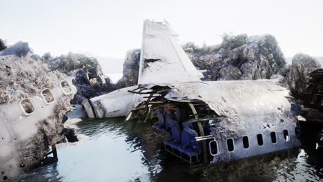 airplane crash on a deserted island