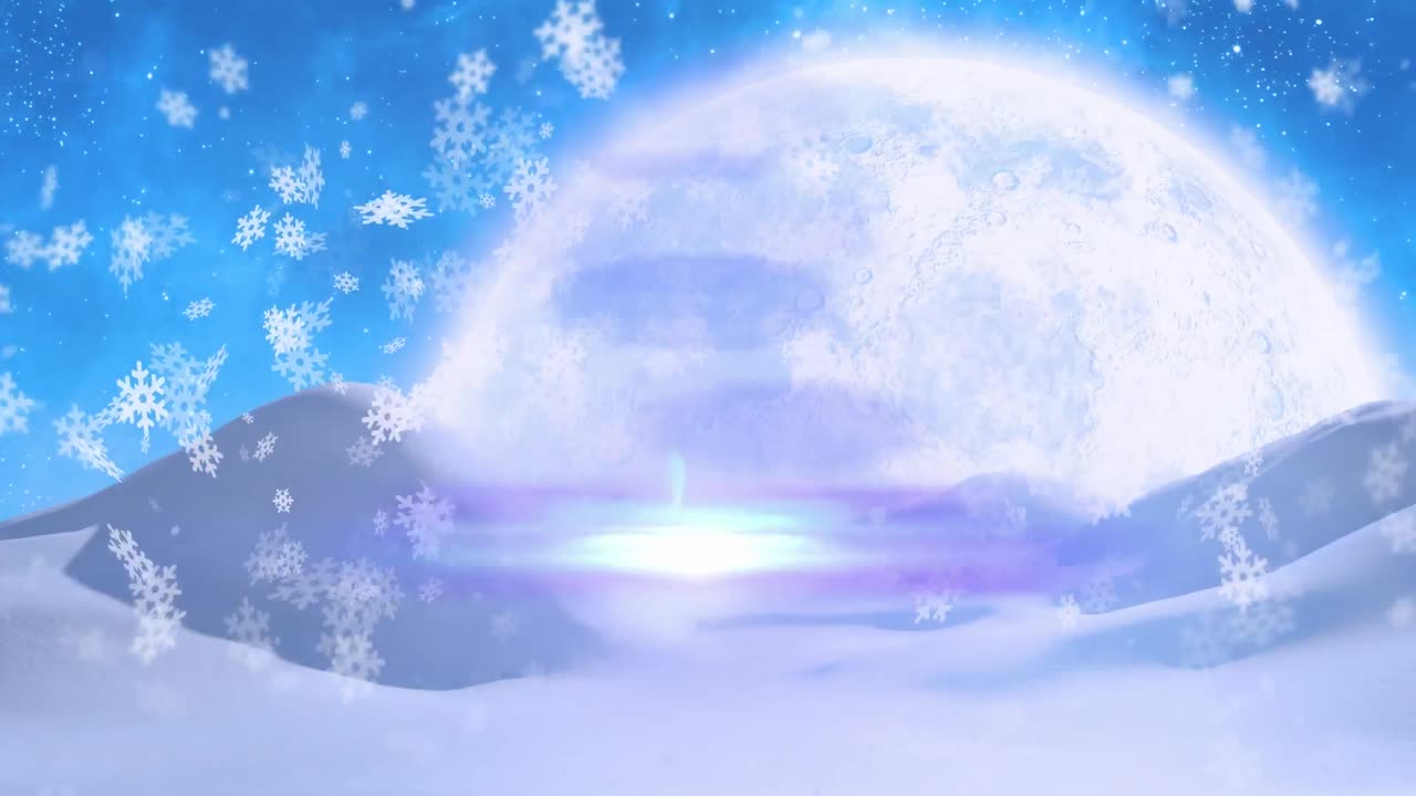 겨울 풍경 위에 내리는 눈의 애니메이션