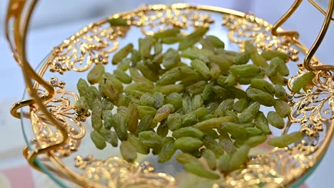 green raisins displayed during a food exhibition