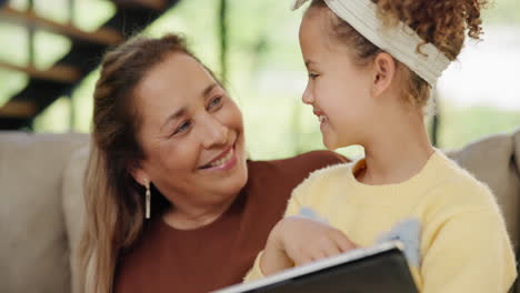 grandmother and granddaughter using tablet together