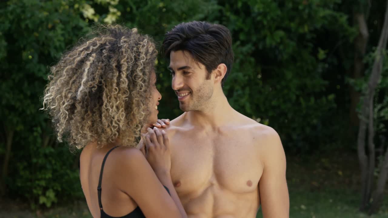 Romantic couple embracing each other