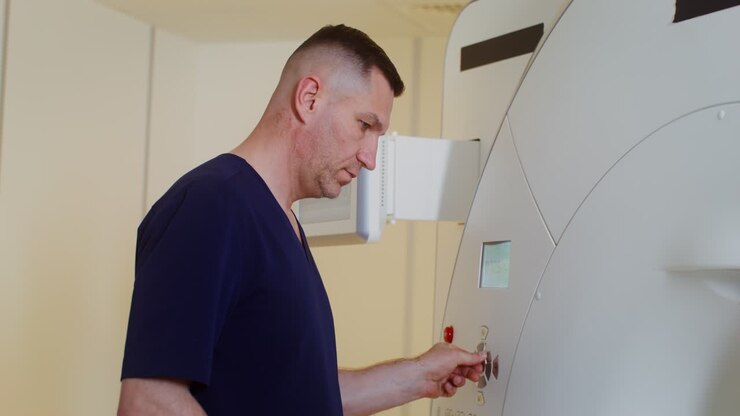 Medical Professional Operating MRI/CT Scan Machine