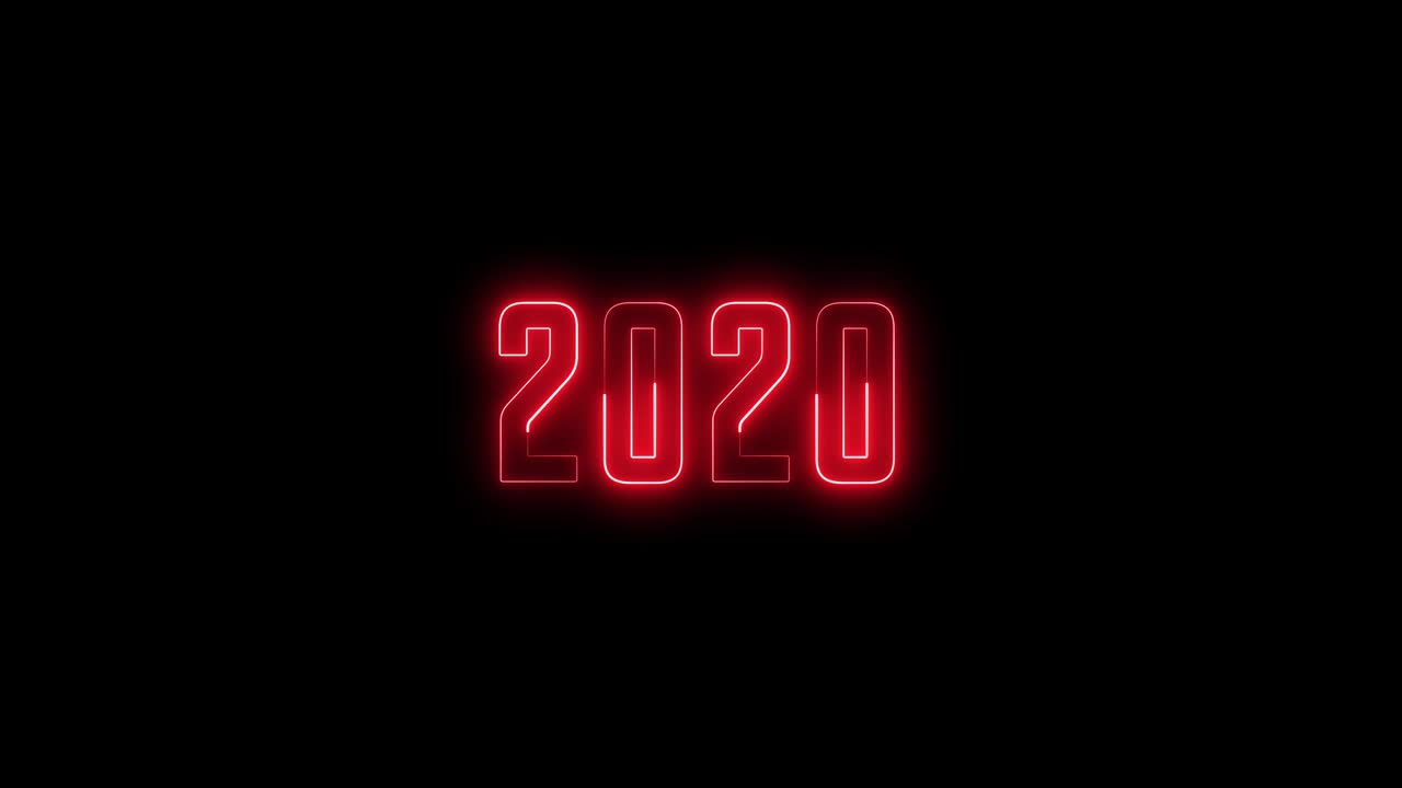 Insegna al neon rossa lampeggiante per il nuovo anno 2020 - in loop