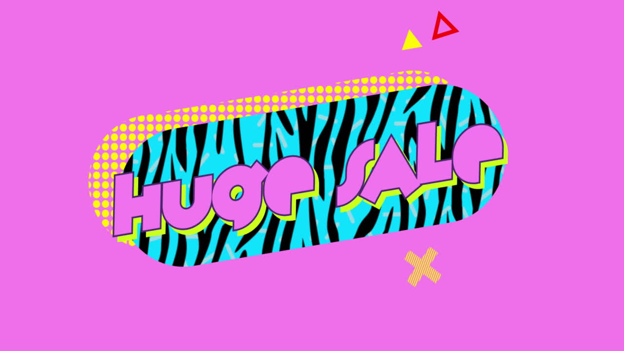 gráfico de venta enorme en oval turquesa sobre fondo rosado