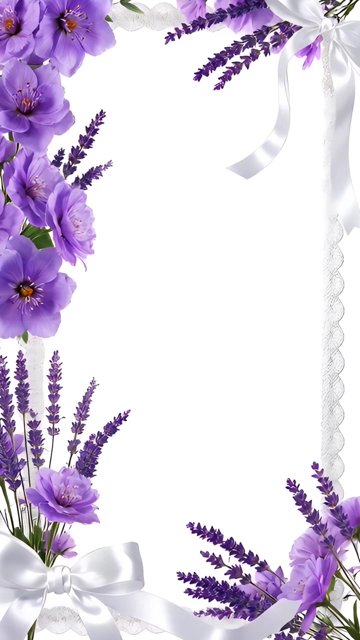 Elegant Floral Border White Background Empty Center Frame 4K