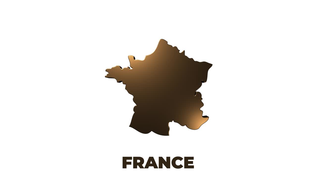 프랑스 지도는 지역별로 소개됩니다. 4k 애니메이션 프랑스 지도 소개 배경은 국가가 하나씩 나타나고 사라지고 카메라 움직임이 있습니다.