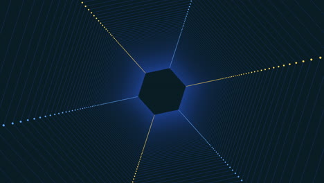 Black and blue pattern with converging lines of light