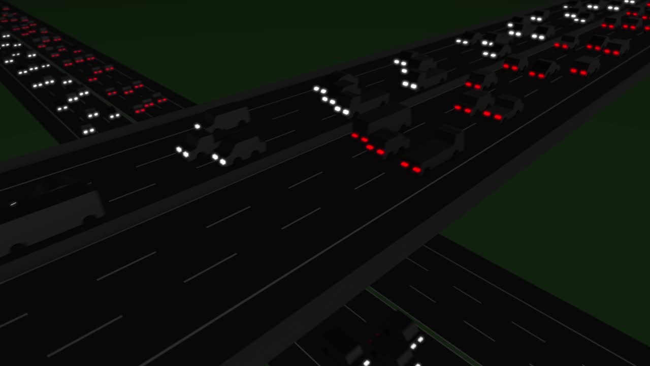 무거운 교통 밤 루핑