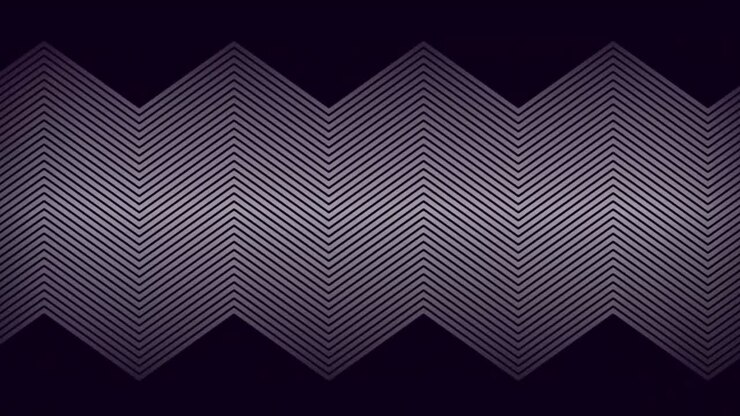 Animation of thin white parallel zigzag lines slowly scrolling over black background