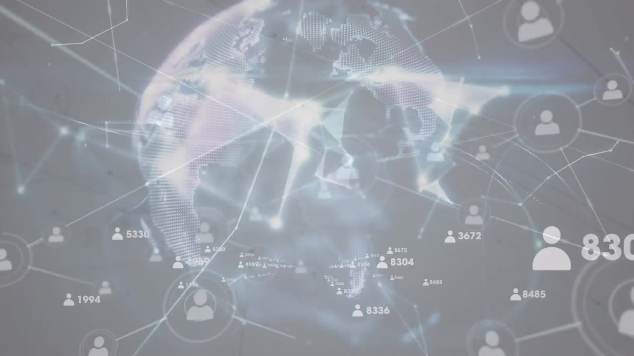 사람들과의 연결의 네트워크와 함께 지구의 애니메이션 아이콘