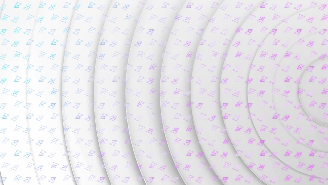 Animation of abstract shapes over concentric circles against white background