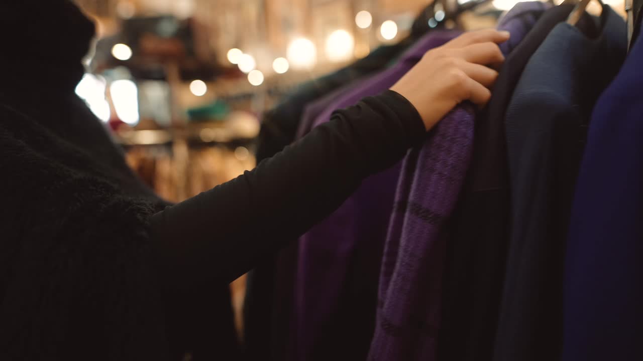 Woman browsing clothes on a rack