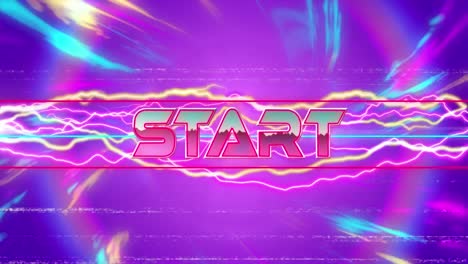 animation of the word start written in metallic glowing pink letters
