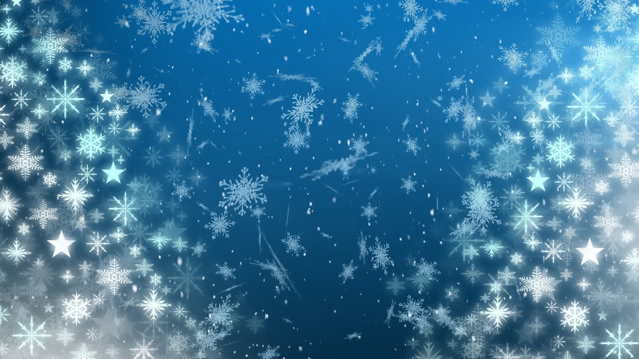 neve che cade sullo sfondo blu