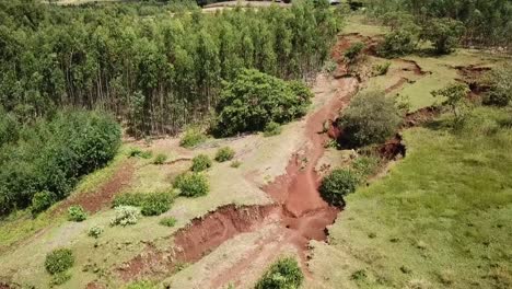 vista aérea de la erosión del suelo en etiopía