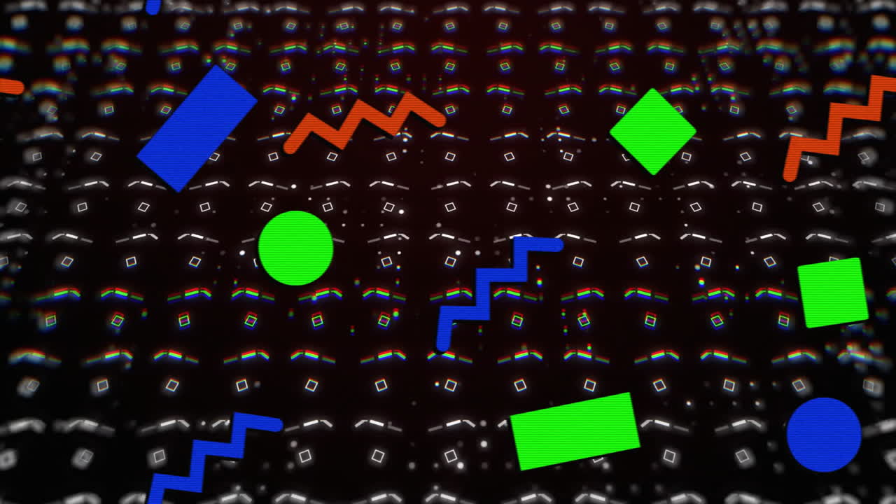 검은색 배경에서 움직이는 생동감 넘치는 추상적인 모양의 애니메이션