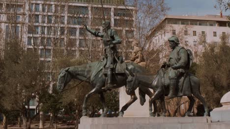 don quijote monument at plaza de espanya in madrid - a popular square