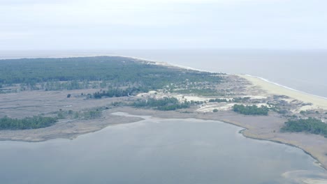 cape henlopen state park delaware united states aerial over gordons pond area on overcast spring day
