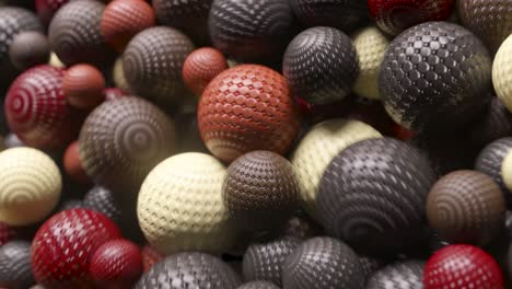 abstract 3d render of many colorful textured spheres