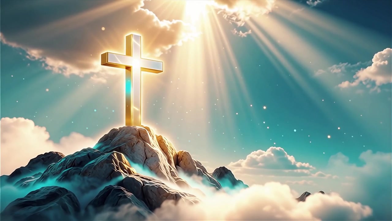 Christian Cross Heavenly Light Worship Background