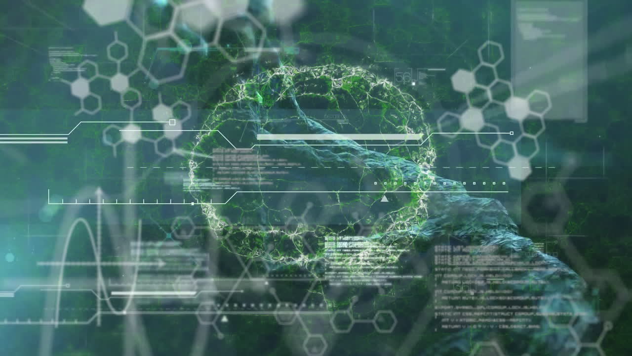 animación del procesamiento de datos científicos en el cerebro humano