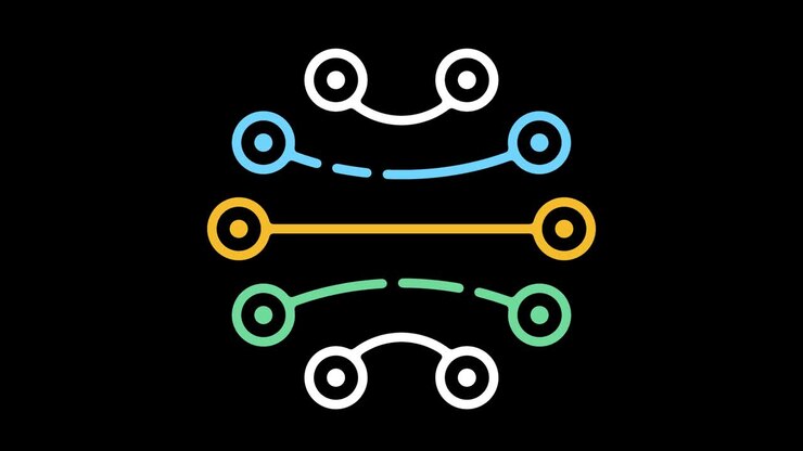 Animazione icona a linea di sincronizzazione dati con canale alfa.