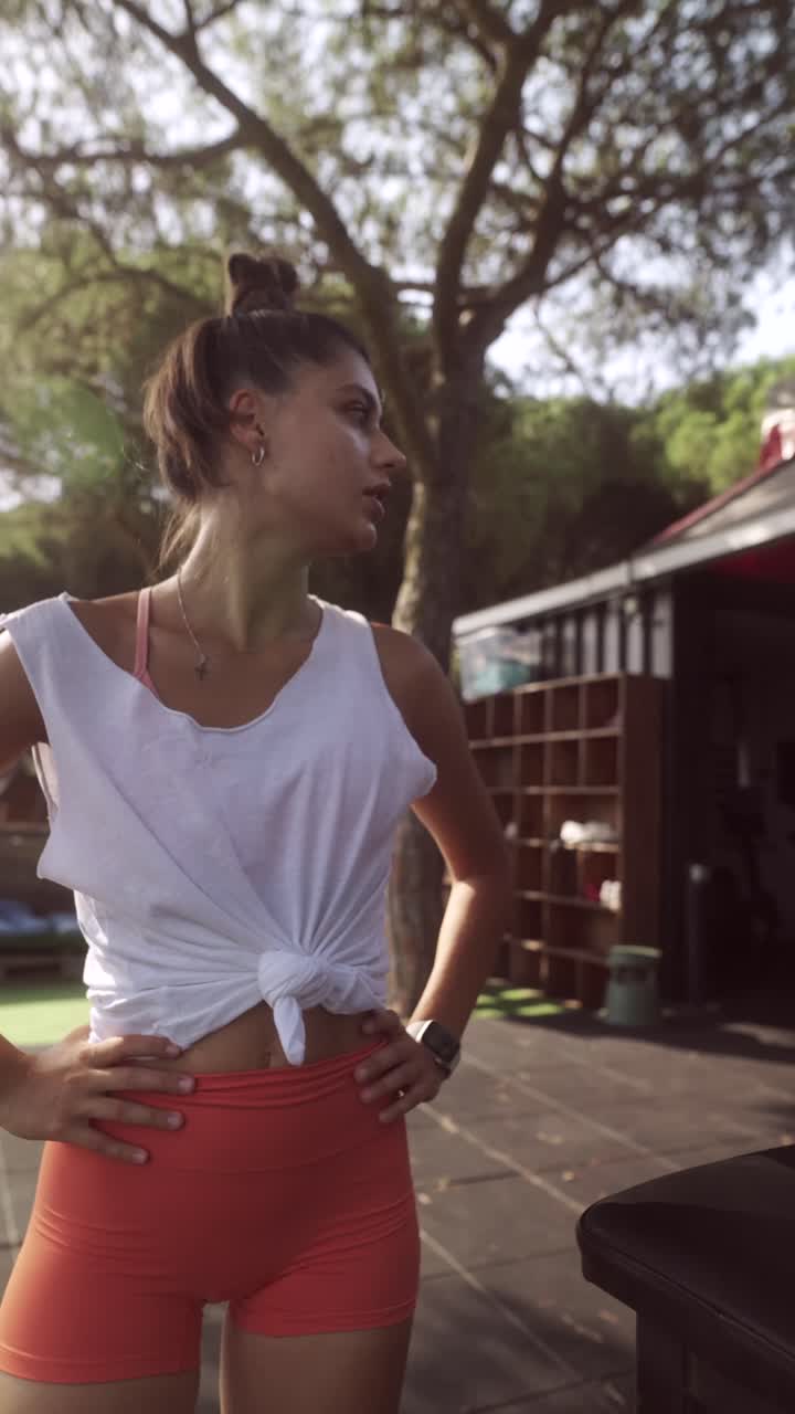 A woman exercising outdoors